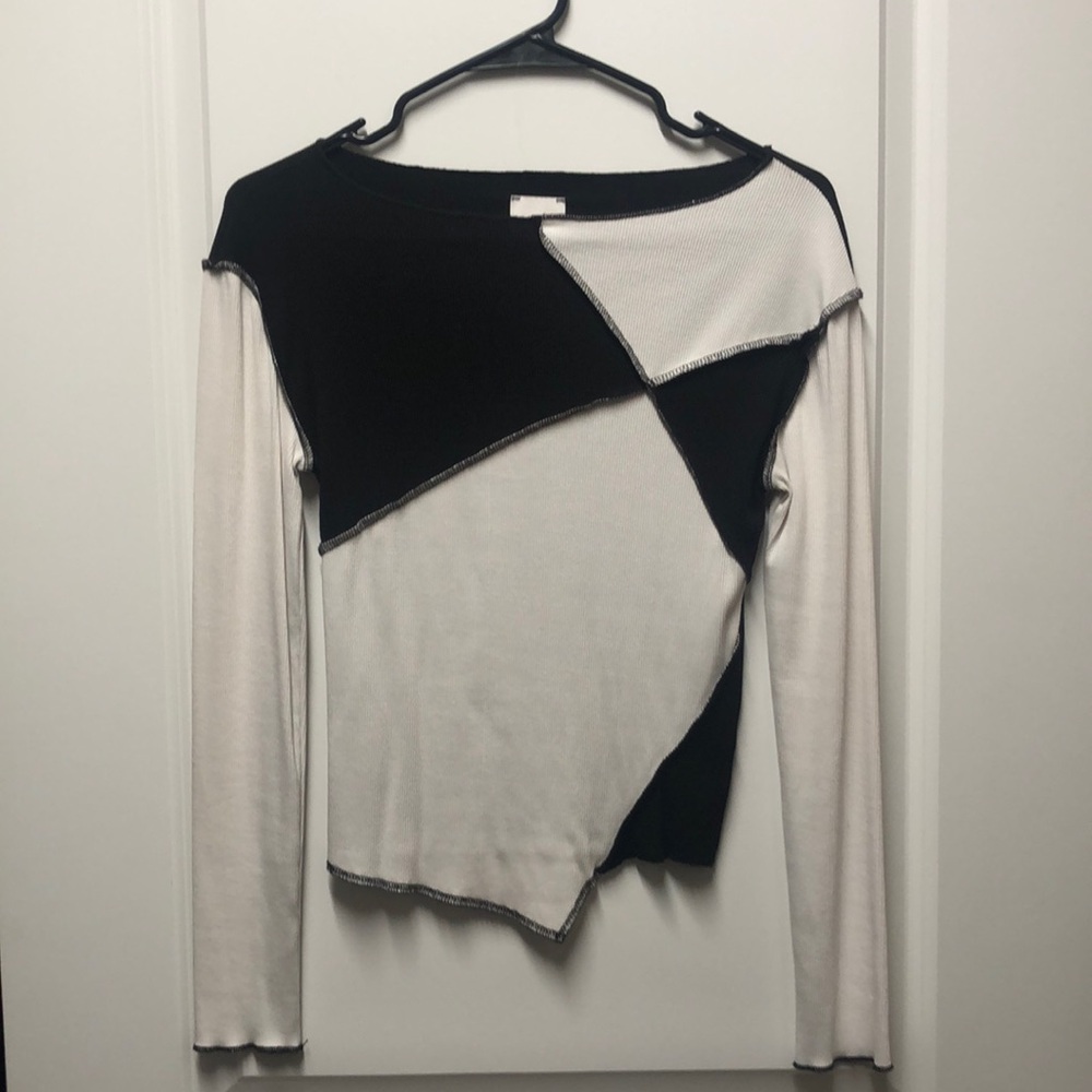 Women’s Small Color Block Asymmetrical Long Sleeve Shirt